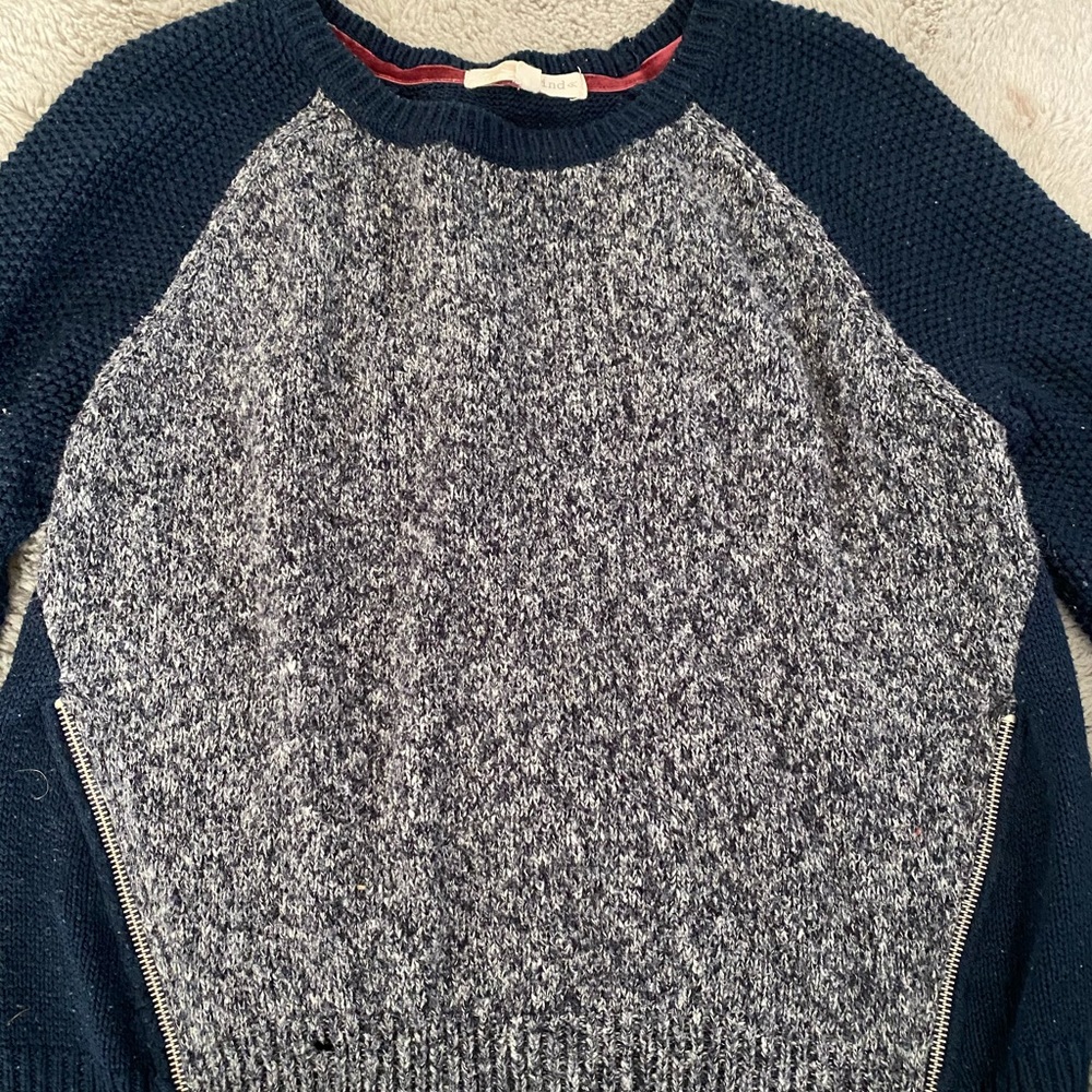 Navy blue and gray sweater